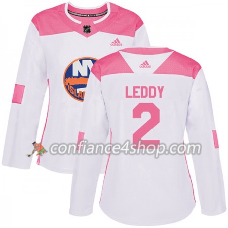Adidas Maillot de Hockey New York Islanders Nick Leddy 2 2017-2018 Blanc Rose Fashion Authentic - Femme